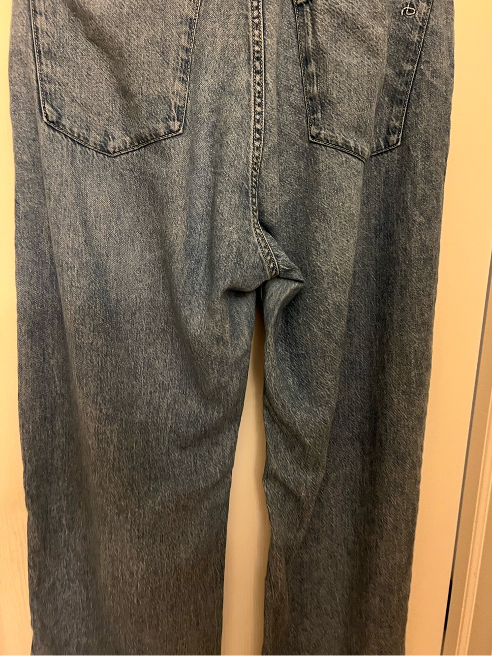 Rag & Bone Wide-Leg Tie-Waist Jeans in Medium Blue Wash &  Bonus Buy💚Jacket - Picture 4 of 16